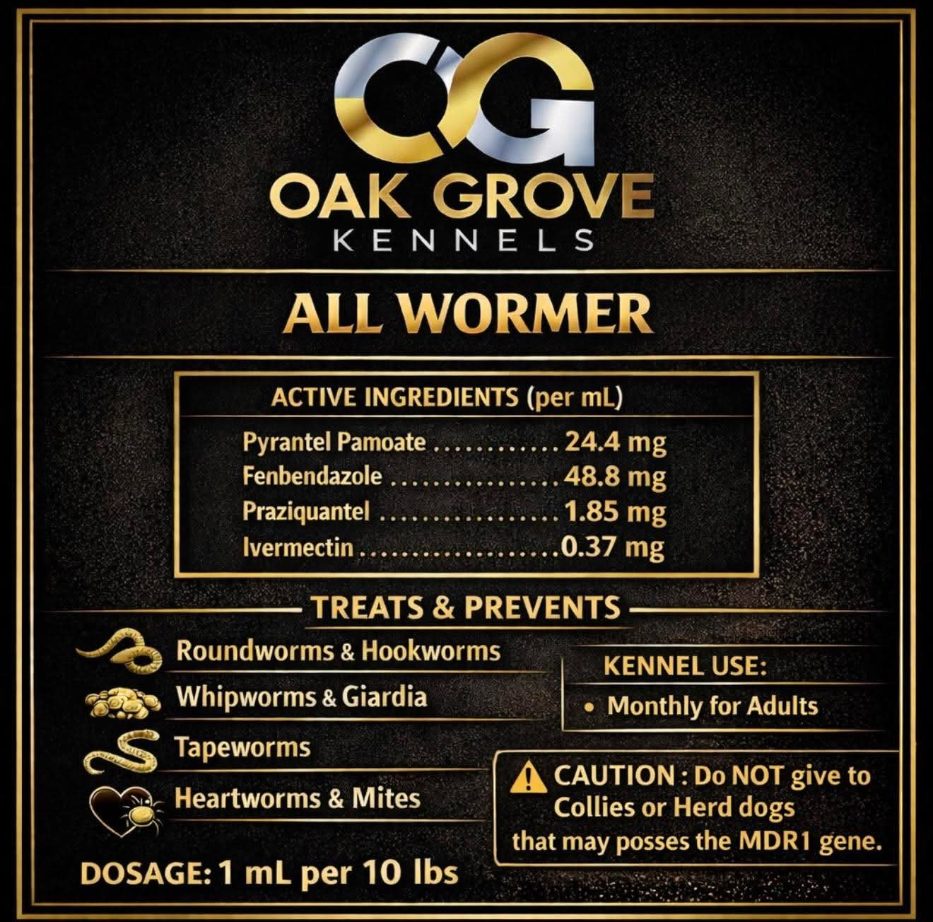 Oak Grove All wormer and puppy wormer